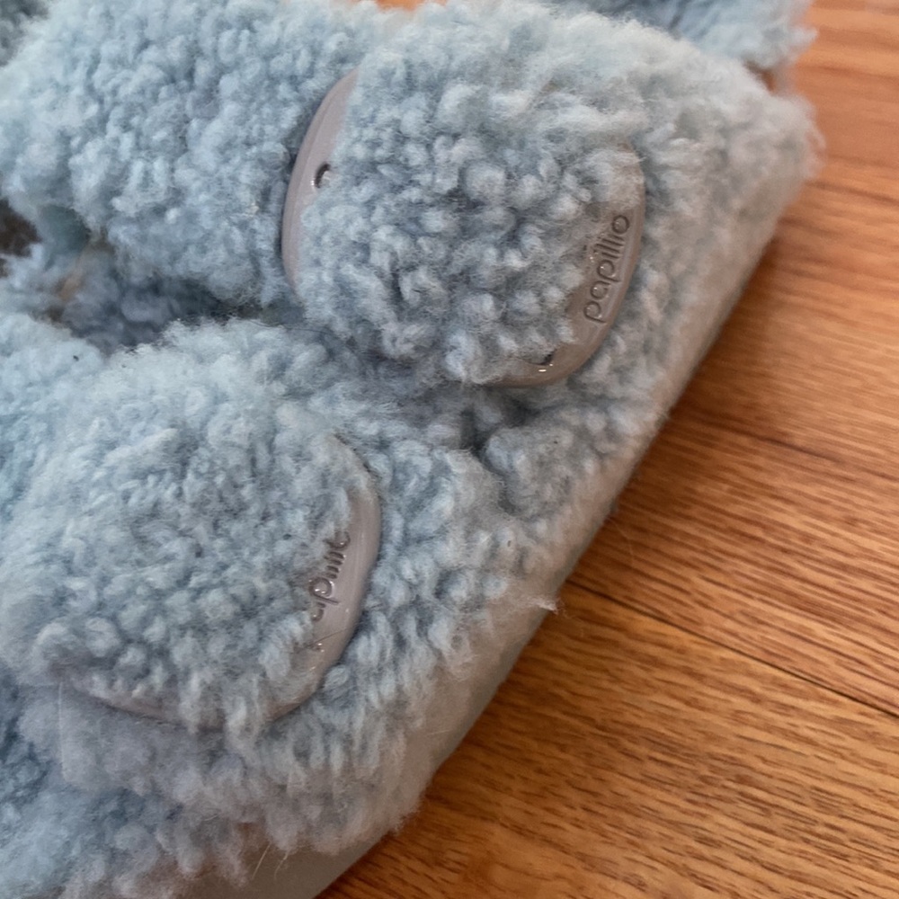 Birkenstock Papillio Arizona Shearling Slide Sandal Blue Size 37 - Picture 3 of 13